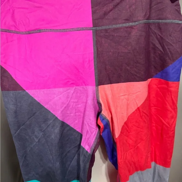 Victoria's Secret Pink and Red Leggings with Vibrant Patchwork Design - Picture 2 of 5